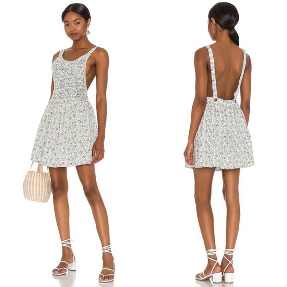 Free People Petunia Floral Open Back Apron Mini Dress Size Small - Picture 6 of 11
